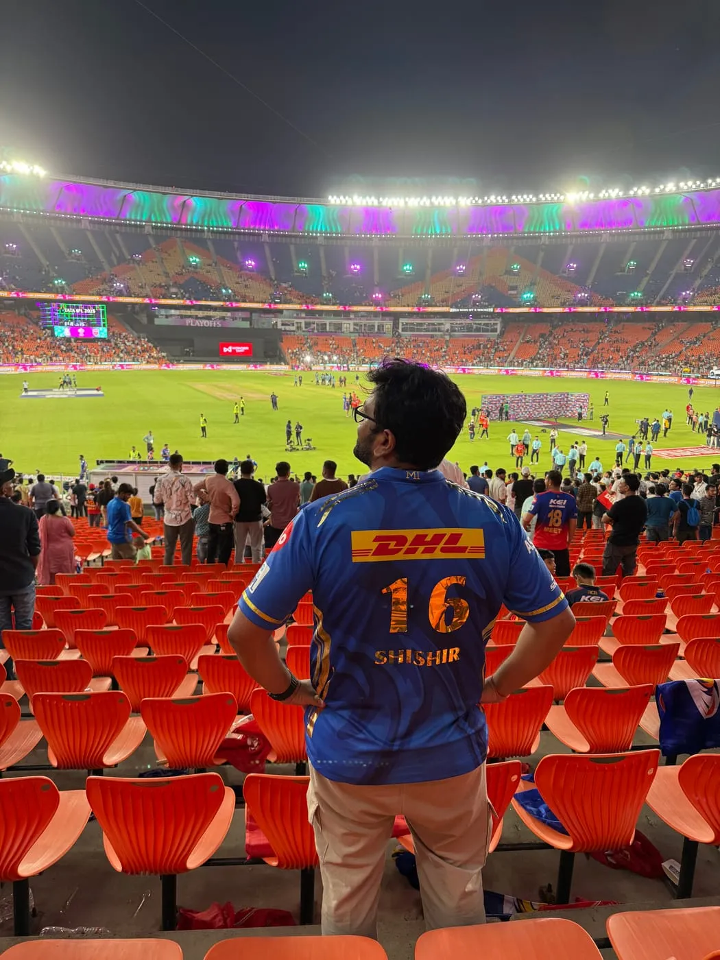 Shishir watching a cricket match from the stands